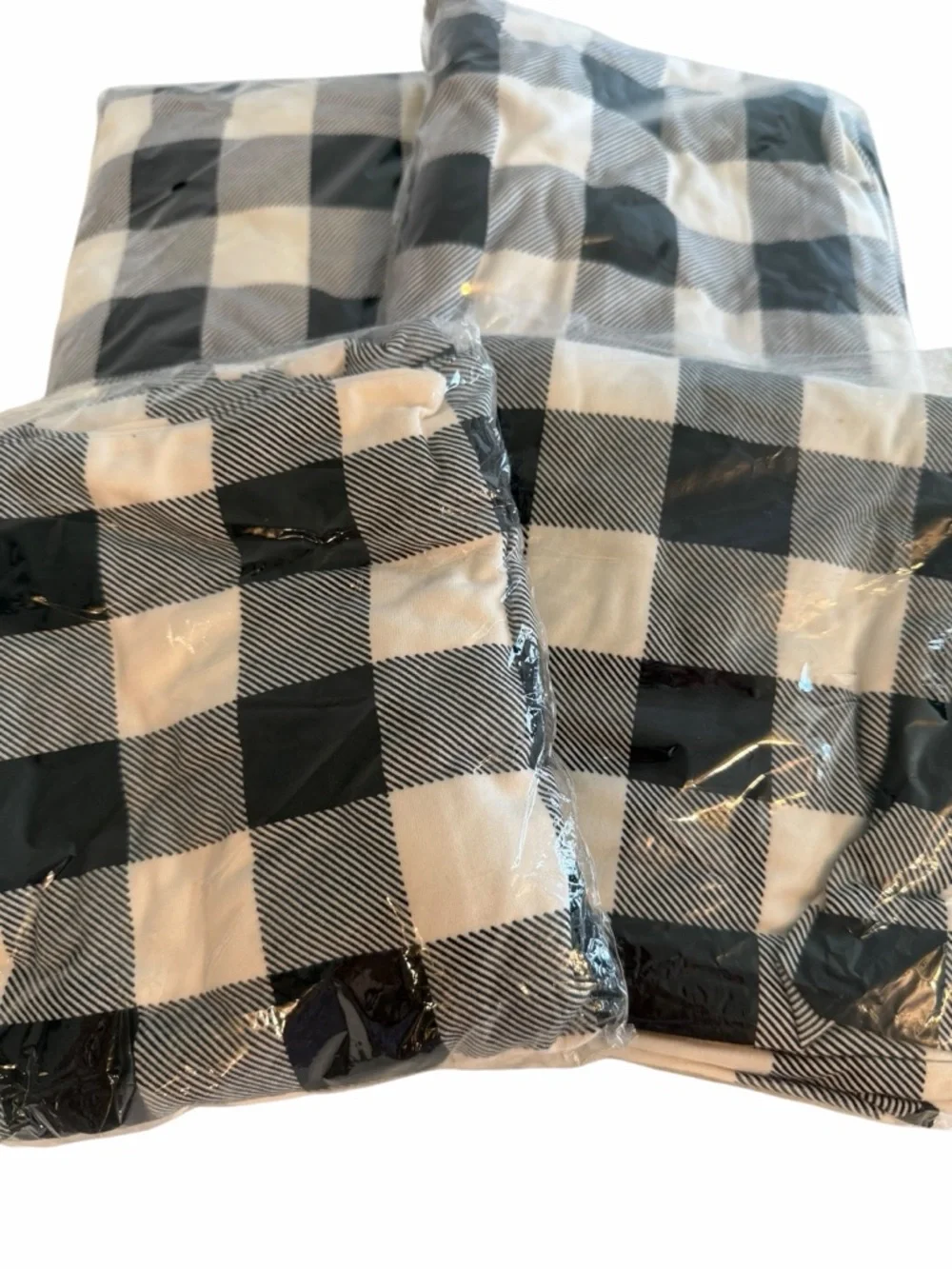 Set of 4 Black & White Buffalo Plaid Farmhouse Dining Chair Slipcovers NIB